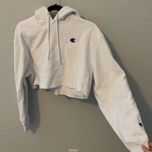 Champions Size Small Cropped White Hoodie